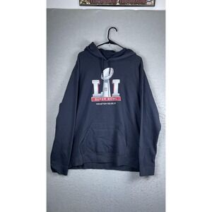 Super Bowl LI Hoodie Sweatshirt Mens 2XL Blue NFL Football Pullover Majestic